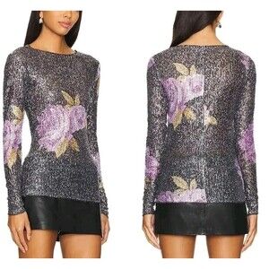 Free People Gold Rush Sequin Top Womens Size Medium Party Glam  New Years Eve